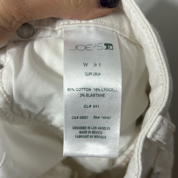 Joe's Jeans Clean Cuffed Cropped Jeans Mid Rise in White Size 31 - Picture 6 of 6